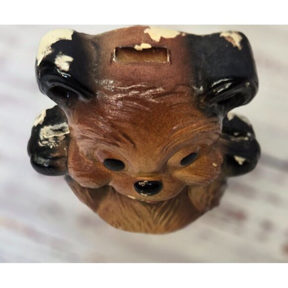 Vintage Chalkware Bear coin bank Wall Hanging Piggy Bank ceramic vintage bear ba - Picture 2 of 10